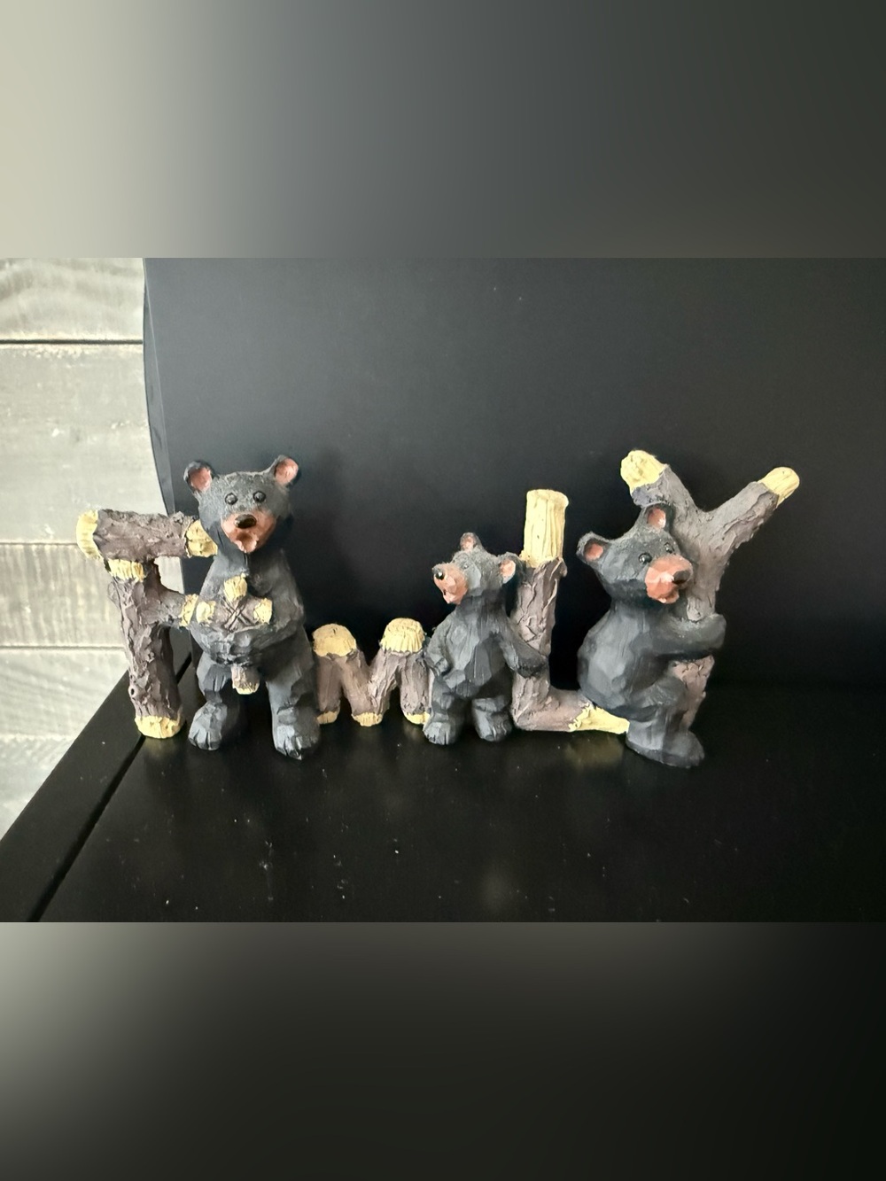 Gray Bear Family Resin Figurine Set - Charming Home Art
